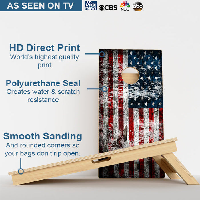 Rustic American Flag Professional Cornhole Boards