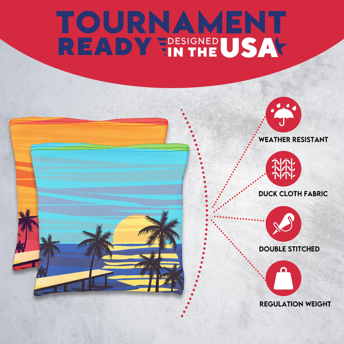 Blue Red Beach Cornhole Bags