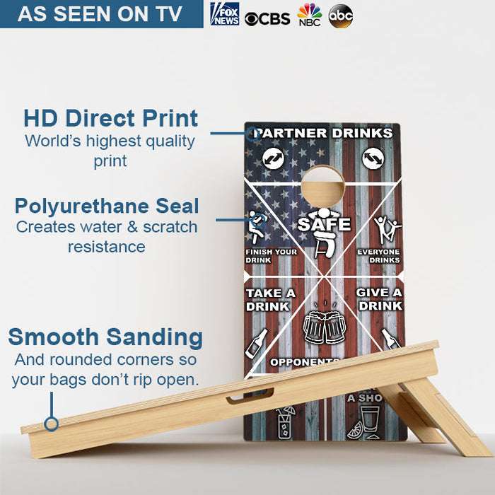 American Flag Drinking Game Professional Cornhole Boards