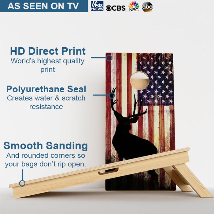 American Flag Hunting Deer Professional Cornhole Boards