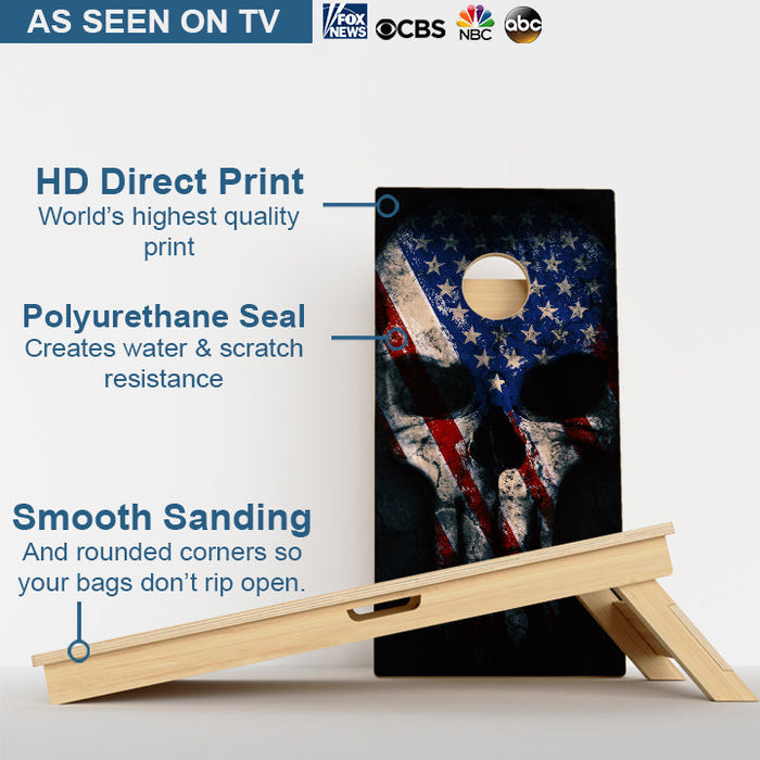 Punisher Skull American Flag Professional Cornhole Boards