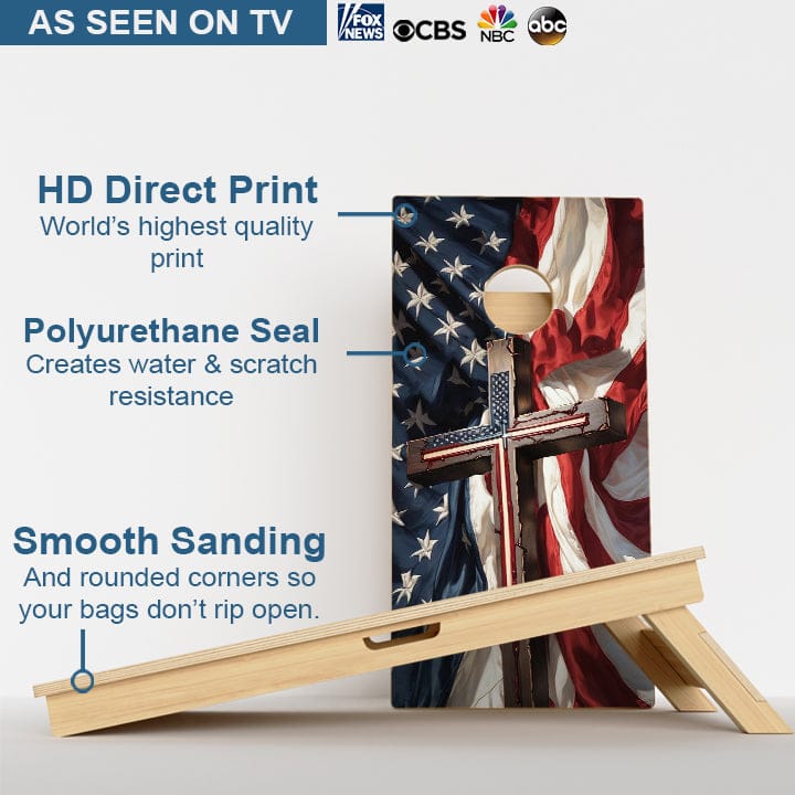 Boards American Flag Cross Professional Cornhole Boards