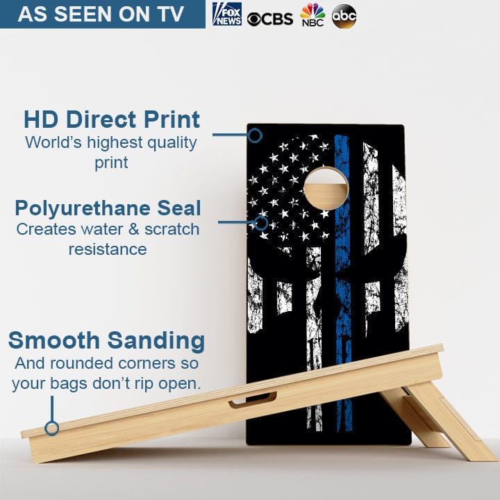 Boards Blue Line Punisher Skull Professional Cornhole Boards