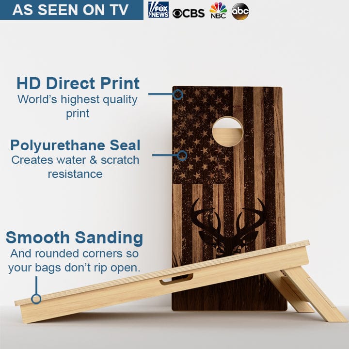 Boards Wood Inspired American Deer Flag Professional Cornhole Boards