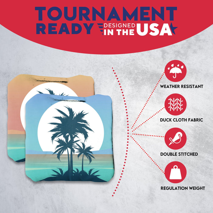 Tropical  Palms Cornhole Bags - Set of 8
