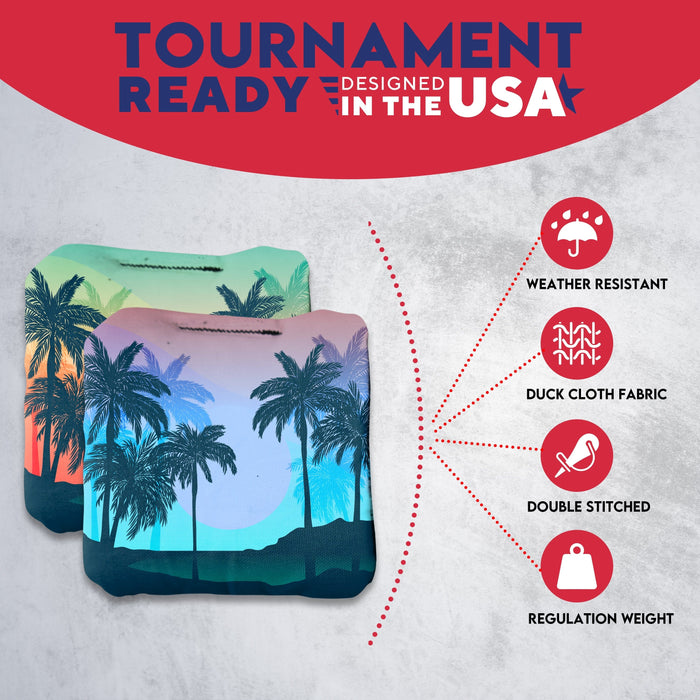 Tournament Palm Trees Cornhole Bags - Set of 8