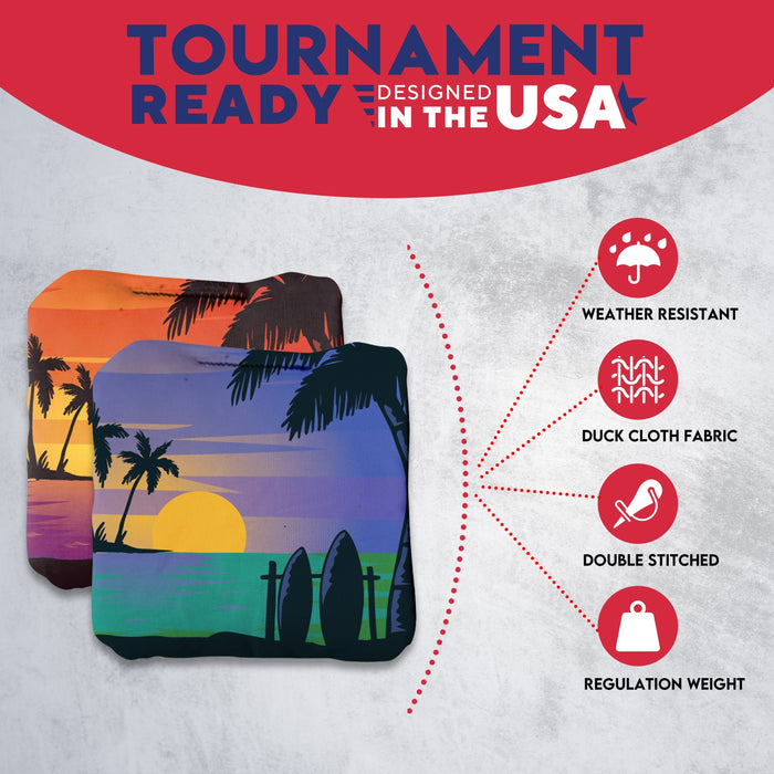 Tournament Orange Blue Beach Cornhole Bags - Set of 8