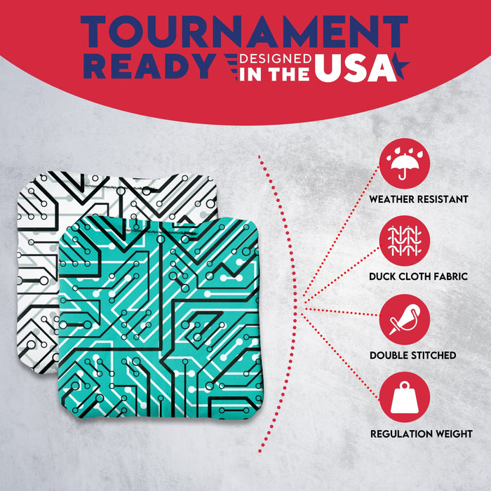 Tournament White Aqua Tech Cornhole Bags - Set of 8