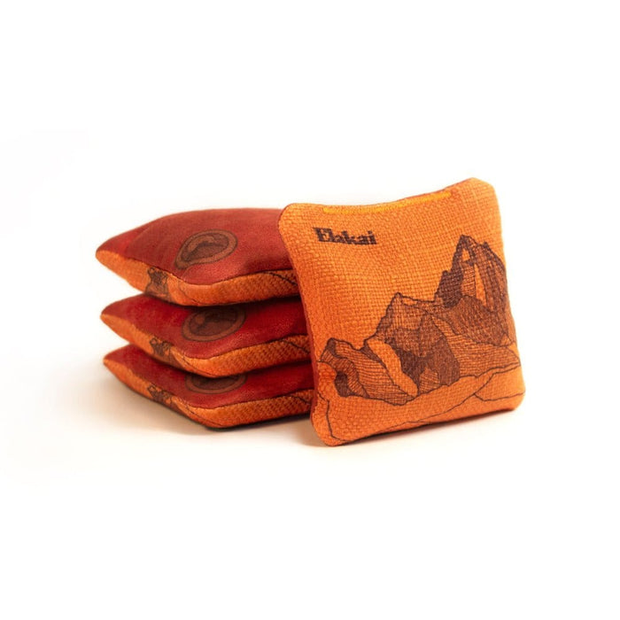 Cornhole Bags Orange Horizon 4-in Travel Dual-Sided Cornhole Bags | Mt. Elakai Design Collection