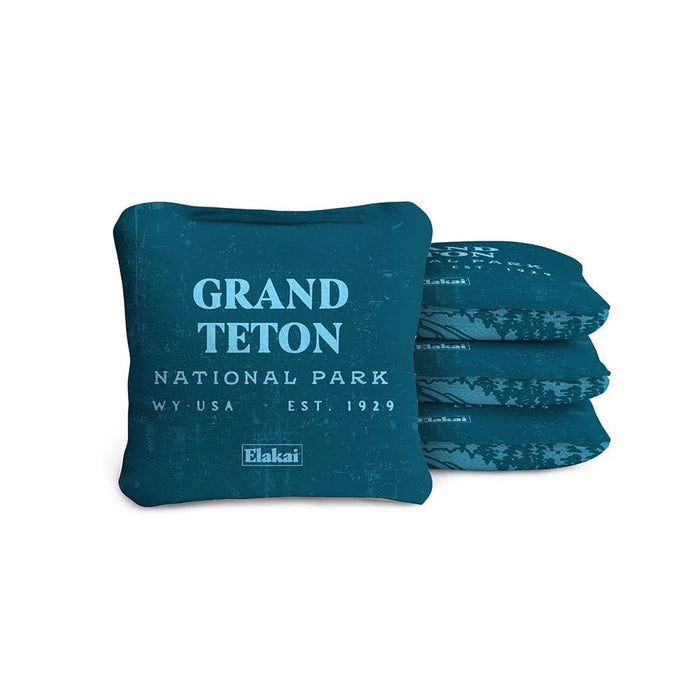 Cornhole Bags Grand Teton Teal 4-in Travel Dual-Sided Cornhole Bags | National Parks Collection