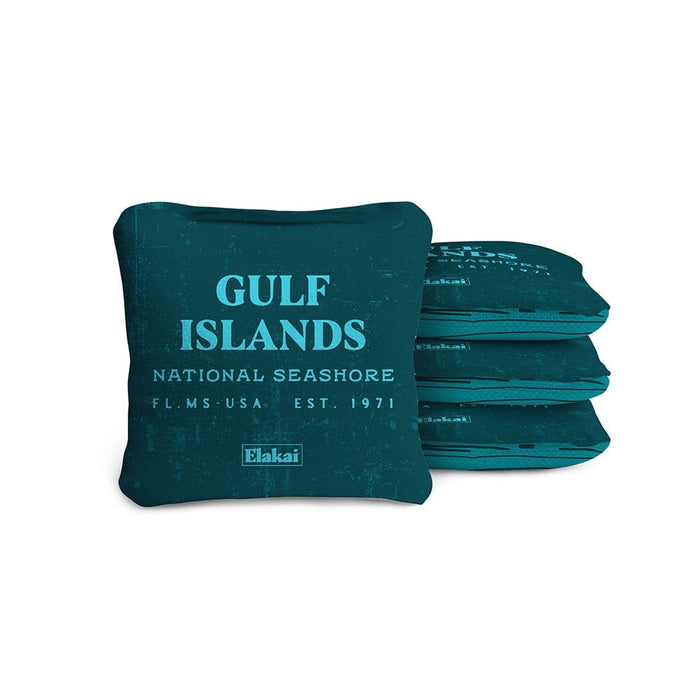 Cornhole Bags Gulf Island Shore Teal 4-in Travel Dual-Sided Cornhole Bags | National Parks Collection