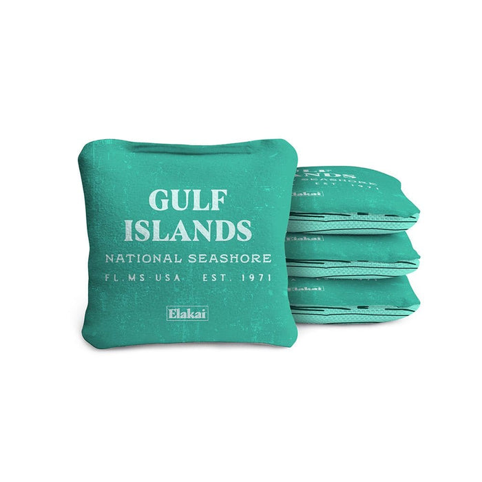 Cornhole Bags Gulf Island Shore Turquoise 4-in Travel Dual-Sided Cornhole Bags | National Parks Collection
