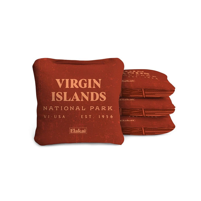 Cornhole Bags Virgin Islands Scarlet 4-in Travel Dual-Sided Cornhole Bags | National Parks Collection