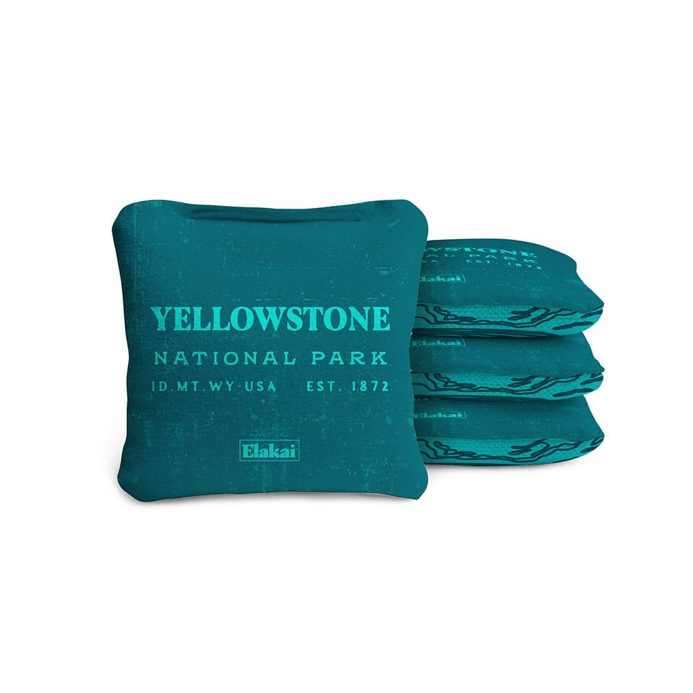 Cornhole Bags Yellowstone Teal 4-in Travel Dual-Sided Cornhole Bags | National Parks Collection