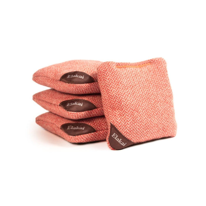 Cornhole Bags Tangerine Orange 4-in Travel Herringbone Cornhole Bags | Premium All-Weather Collection