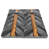 Grey Herringbone Cornhole Boards - All Weather Series