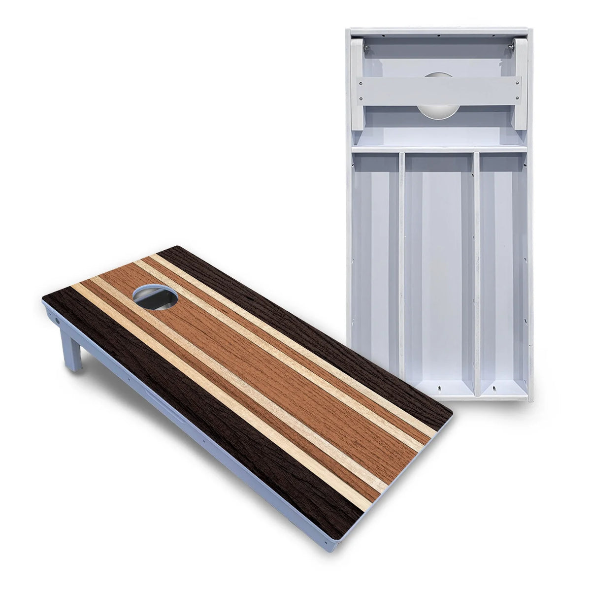 Brown Two Tone Stripes Cornhole Boards - All Weather Series