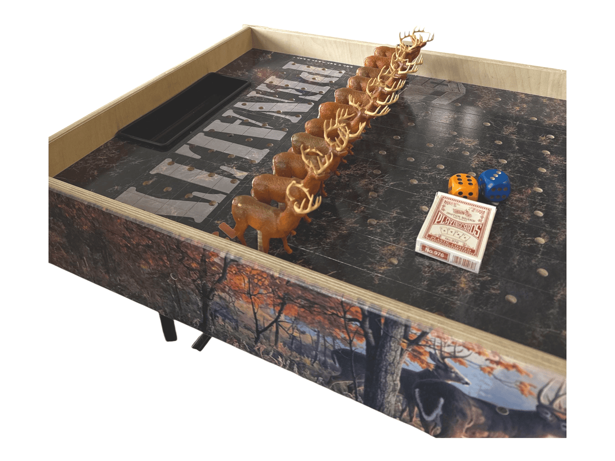 Horse Race Game Big Buck Downs-  Jumbo Horse Game with Integrated Chip Pot Big Buck Derby Themed/ Hunting Themed Games/ Deer Themed Horse Racing/ Large Party Games/ Camping