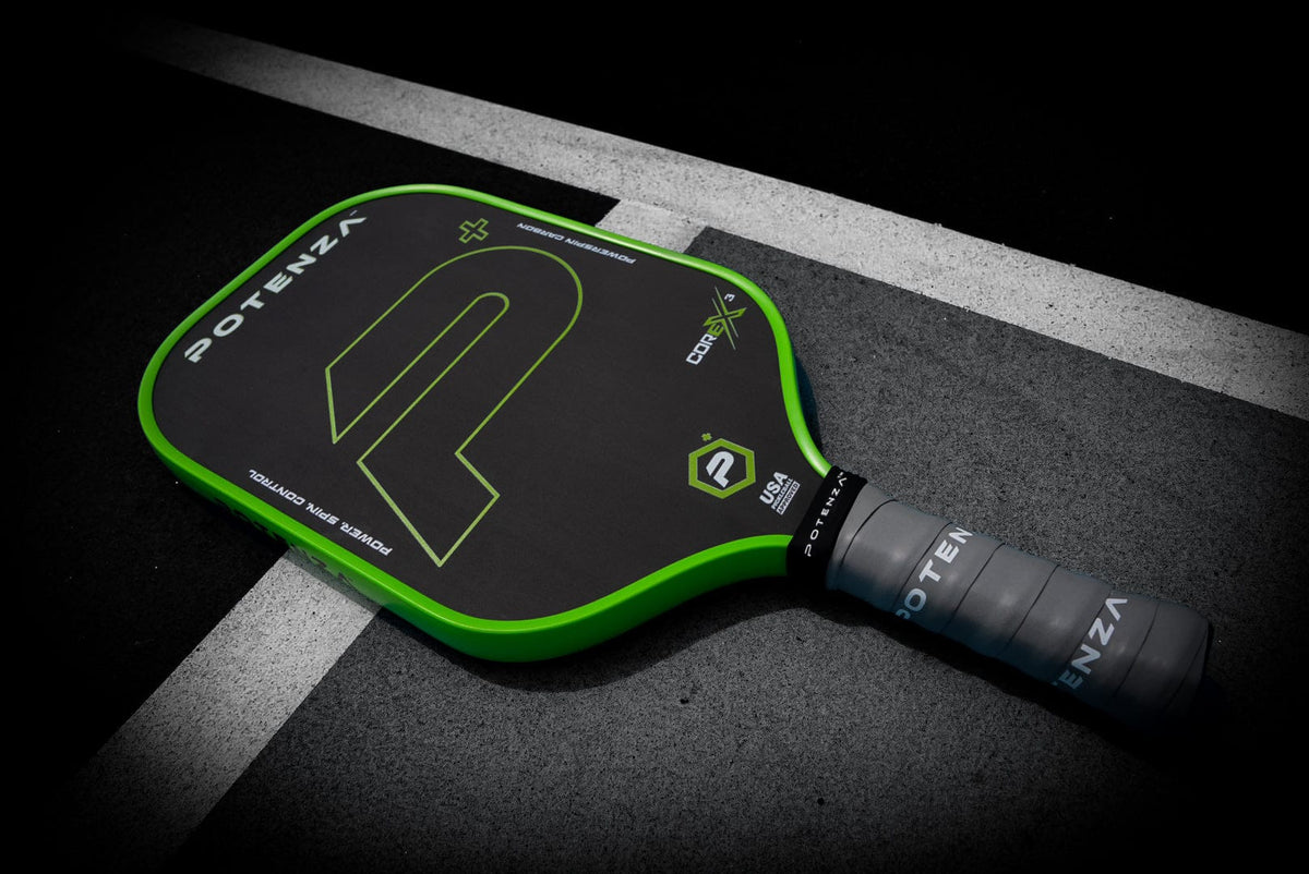 PRO Paddles P+ PowerSpin Carbon COREx3 (Neon Green, Elongated Face)