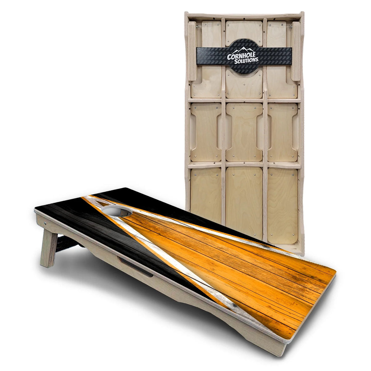Black & Orange Triangle Cornhole Boards – Pro Lite or Pro Elite