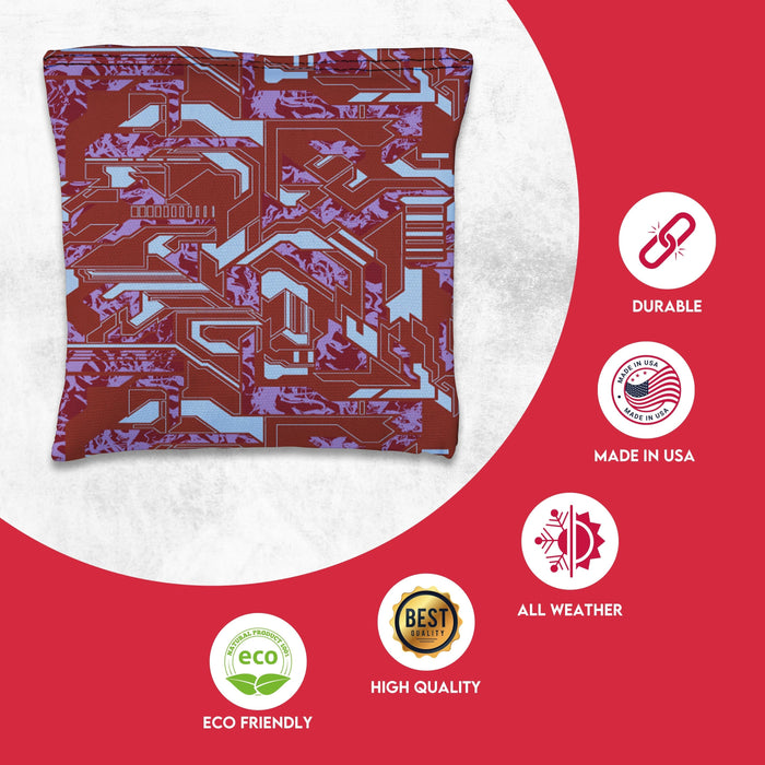 Green Purple Tech Fusion Cornhole Bags