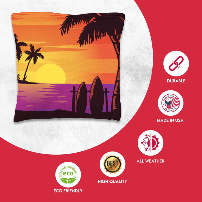 Orange Blue Beach Cornhole Bags