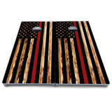 Blue & Red Line Burnt Flag Cornhole Boards - All Weather Series