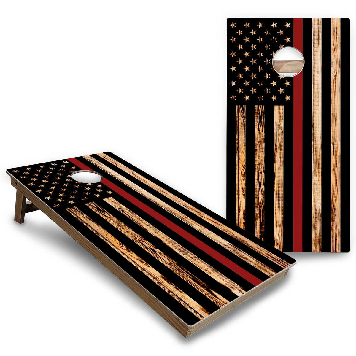 Burnt Flag Cornhole Boards - Backyard Series