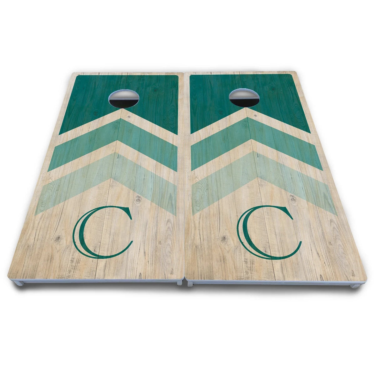 Teal Wedding Arrows Cornhole Boards - All Weather Series