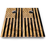 Black Woodgrain Flag Cornhole Boards – Pro Lite or Pro Elite