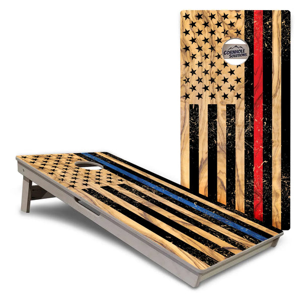 First Responder Light Wood Flag Cornhole Boards – Tournament Series