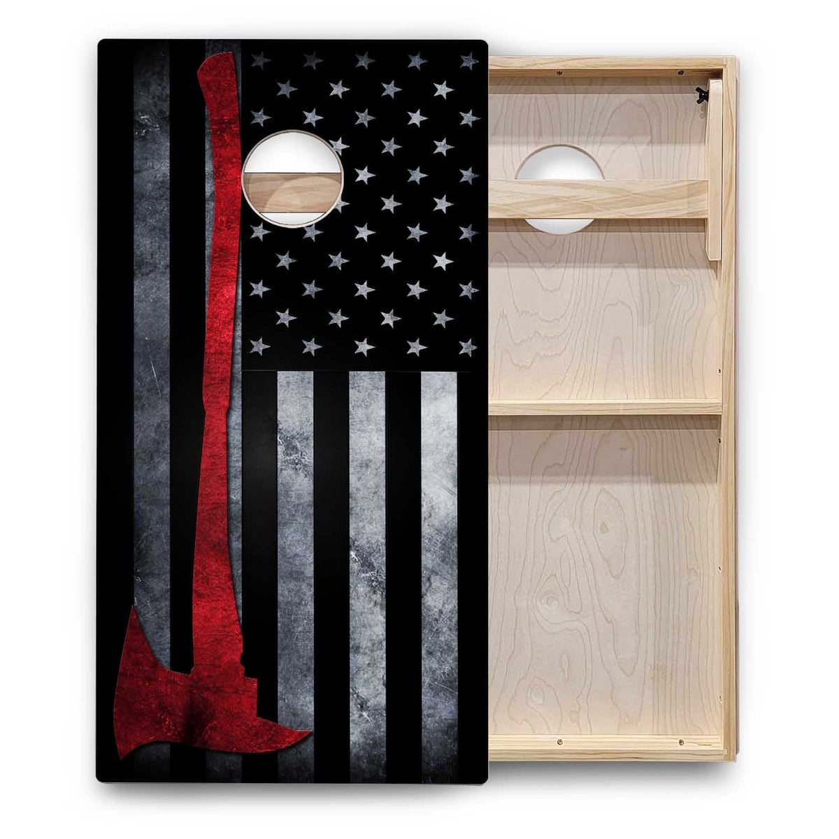 B&W Flag Cornhole Boards - Backyard Series