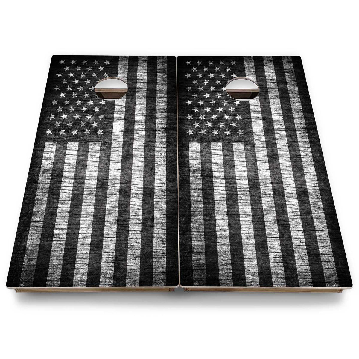 B&W Flag Cornhole Boards - Backyard Series