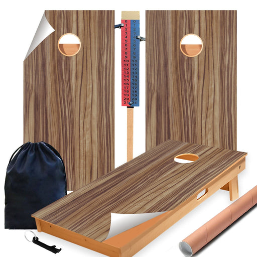 Wood Grain Wood Cornhole Boards Wraps (Set of 2)