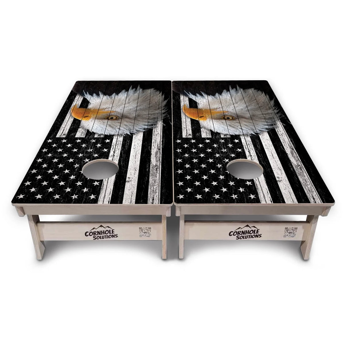 Black & White Eagle Flag Cornhole Boards – Tournament Series