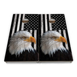 Black & White Eagle Flag Cornhole Boards – Tournament Series