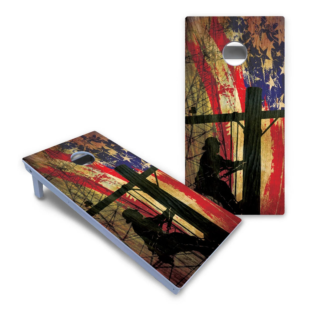 Faded Lineman Cornhole Boards - All Weather Series