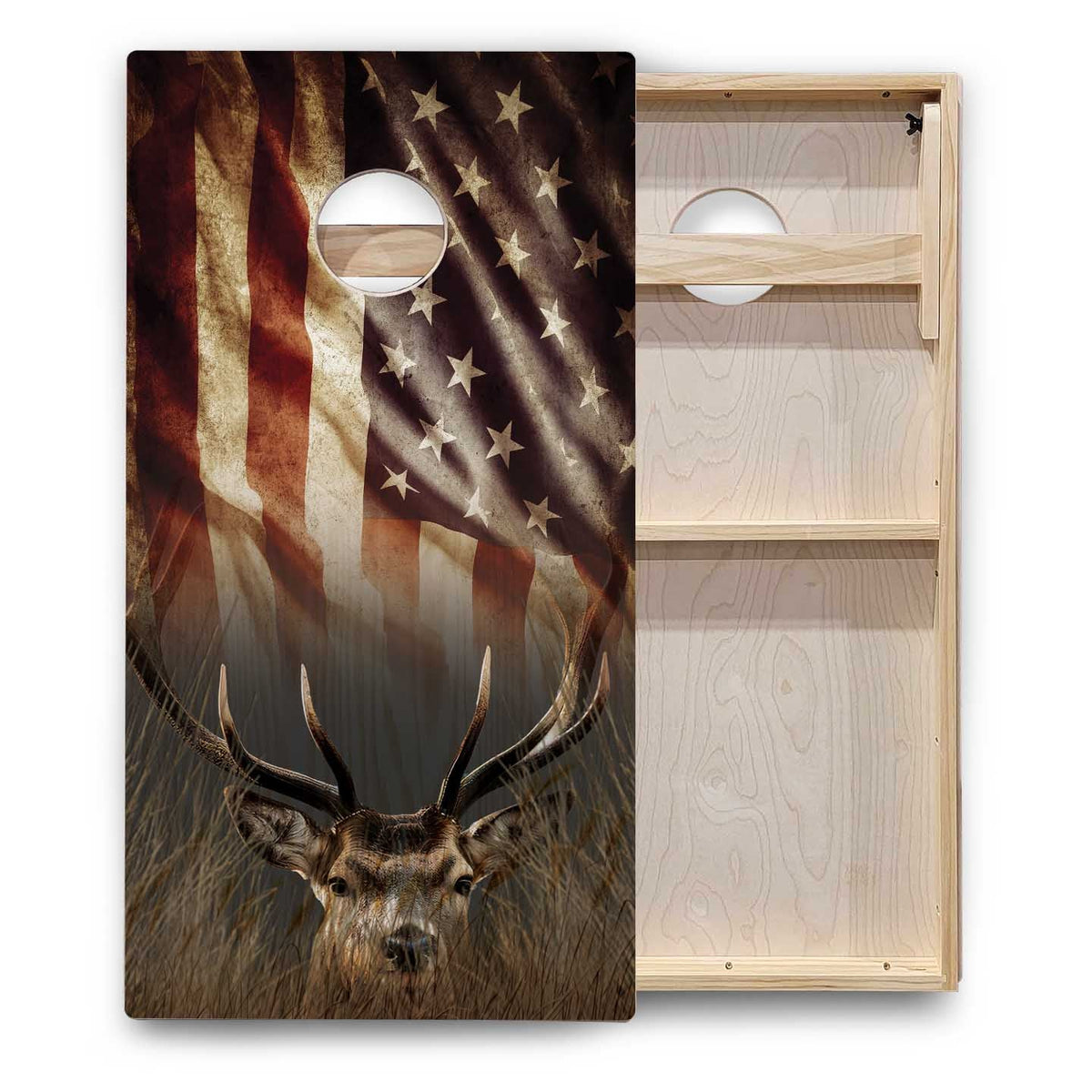 Hidden Deer & Fish Cornhole Boards - Backyard Series