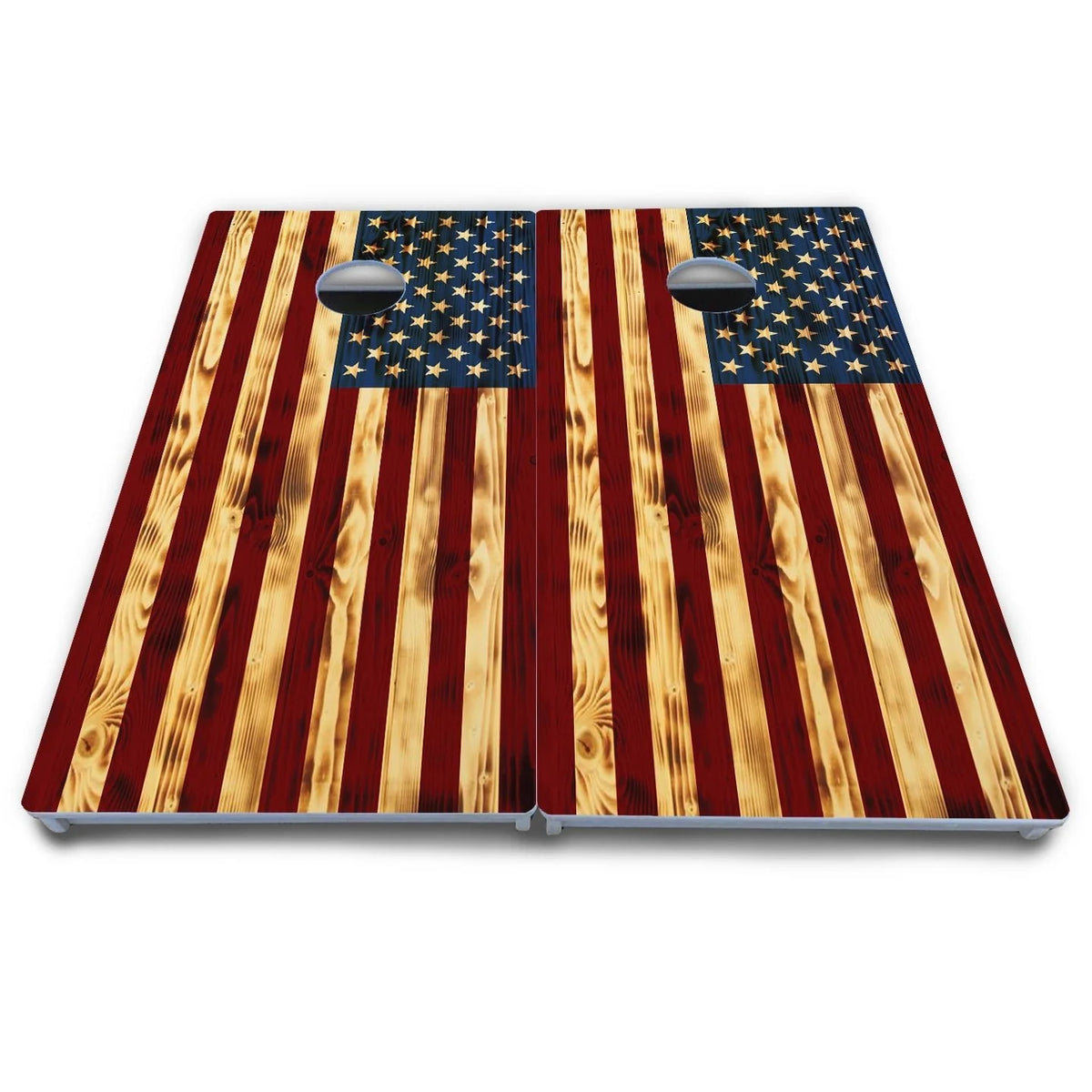 Burnt Colorful Rustic Flag Cornhole Boards - All Weather Series