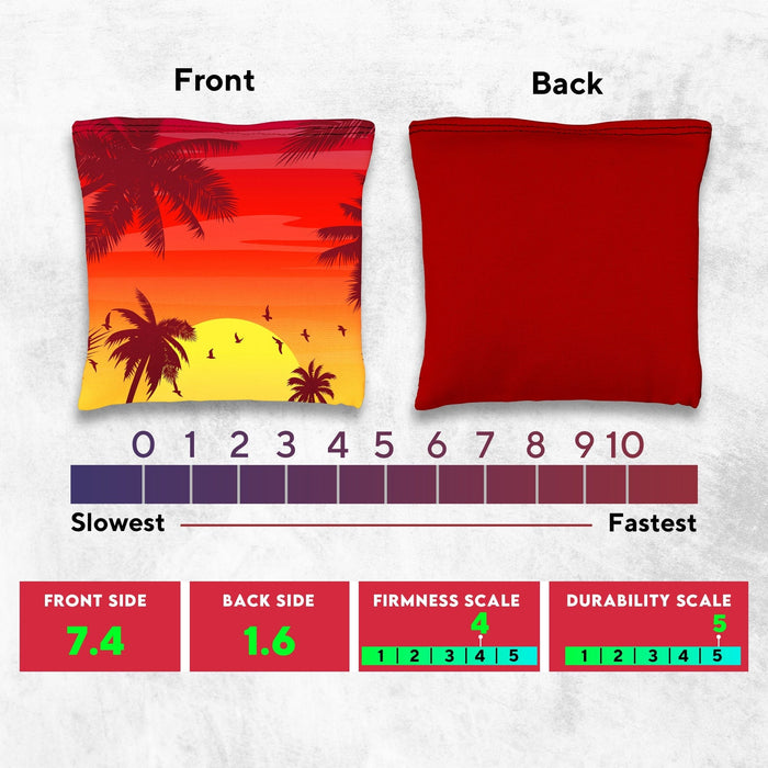 Red Blue Palm Sky Cornhole Bags