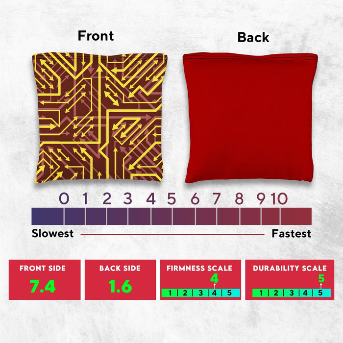 Red Yellow Tech Cornhole Bags