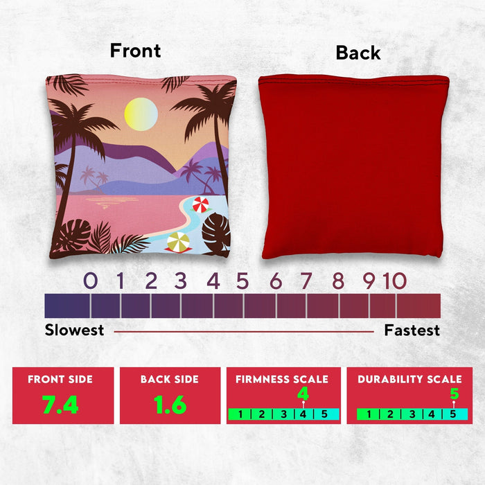 Green Purple Beach Cornhole Bags