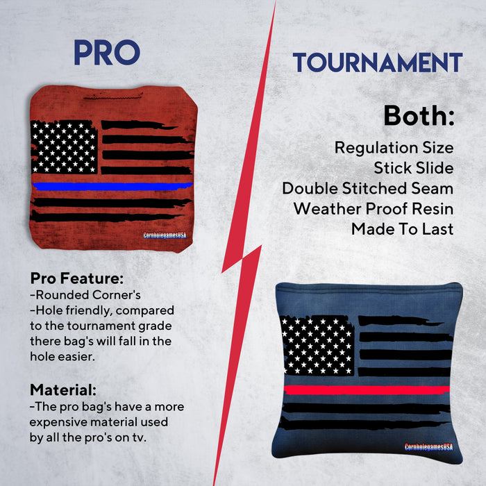 Blue Line Red Line Cornhole Bags - Set of 8