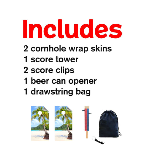 Palm Tree Ocean (2) Cornhole Boards Wraps (Set of 2)