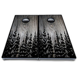 Greyscale Pine Trees Cornhole Boards - All Weather Series