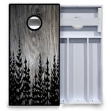 Greyscale Pine Trees Cornhole Boards - All Weather Series