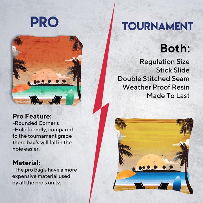 Tropical Red Orange Cornhole Bags