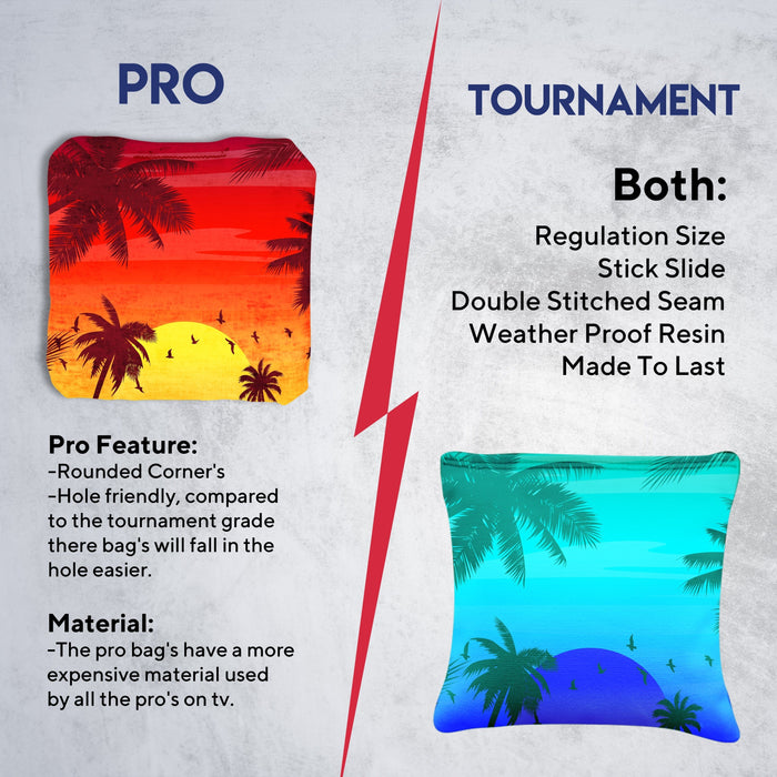 Red Blue Palm Sky Cornhole Bags