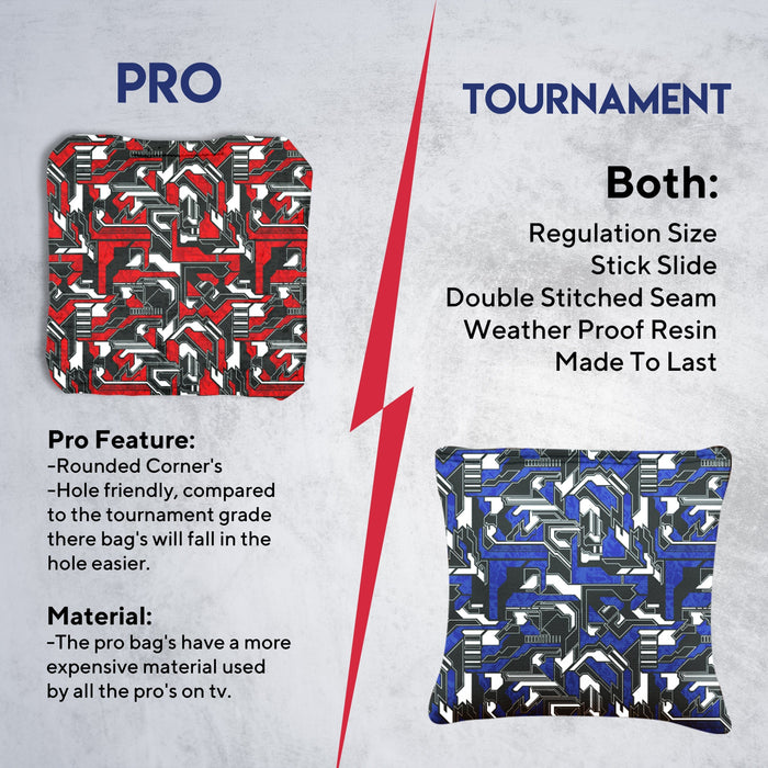 Blue Red Tech Fusion Cornhole Bags