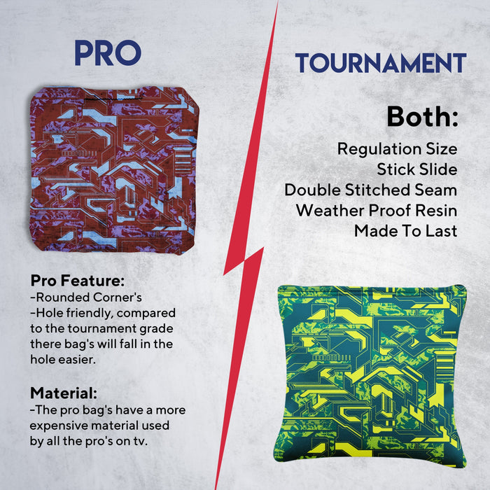 Green Purple Tech Fusion Cornhole Bags